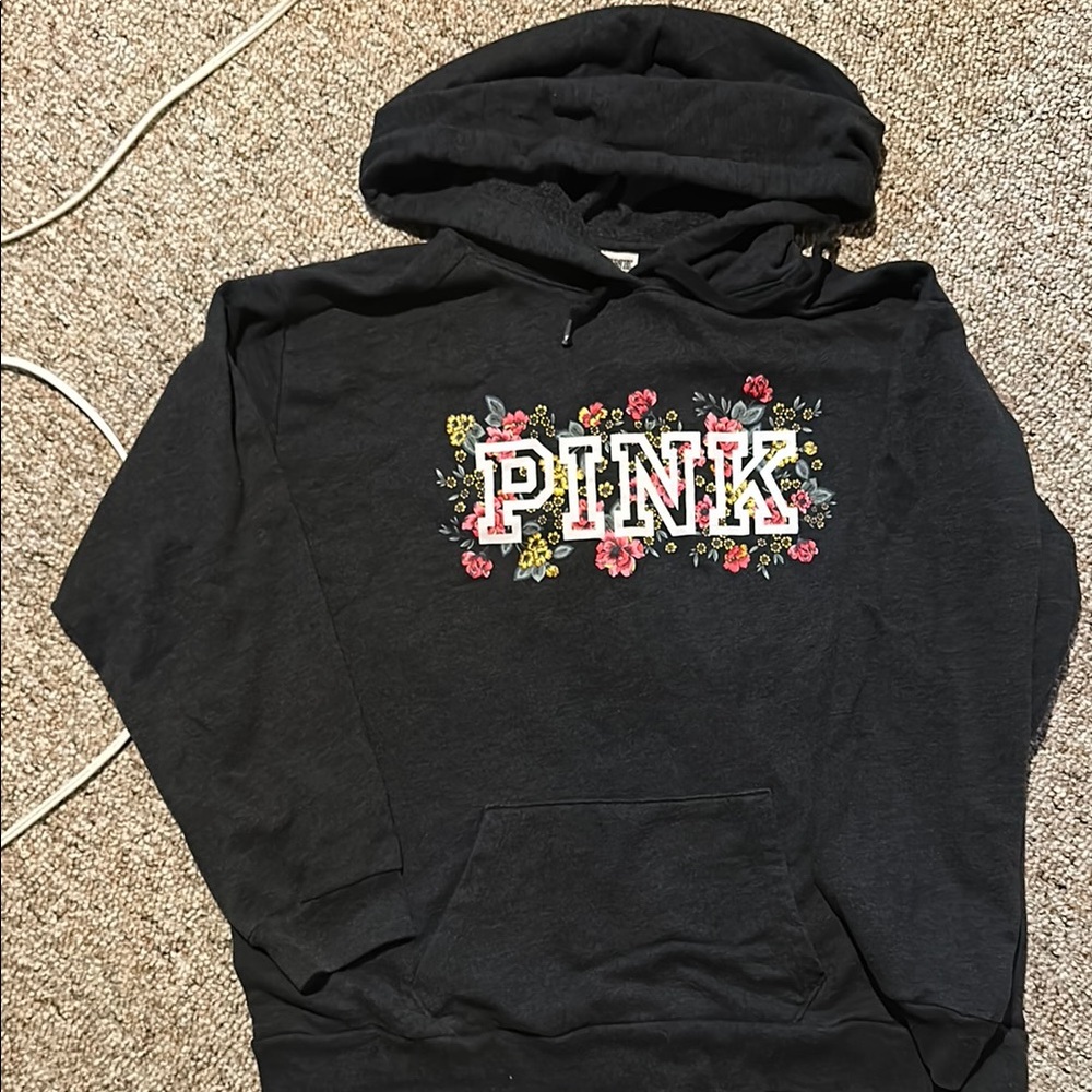 Heather Black PINK Floral Hoodie